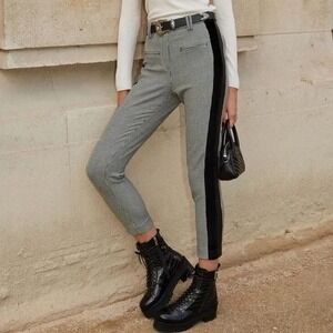 The Kooples‎ Black Velvet Stripe Houndstooth Trouser Pants
